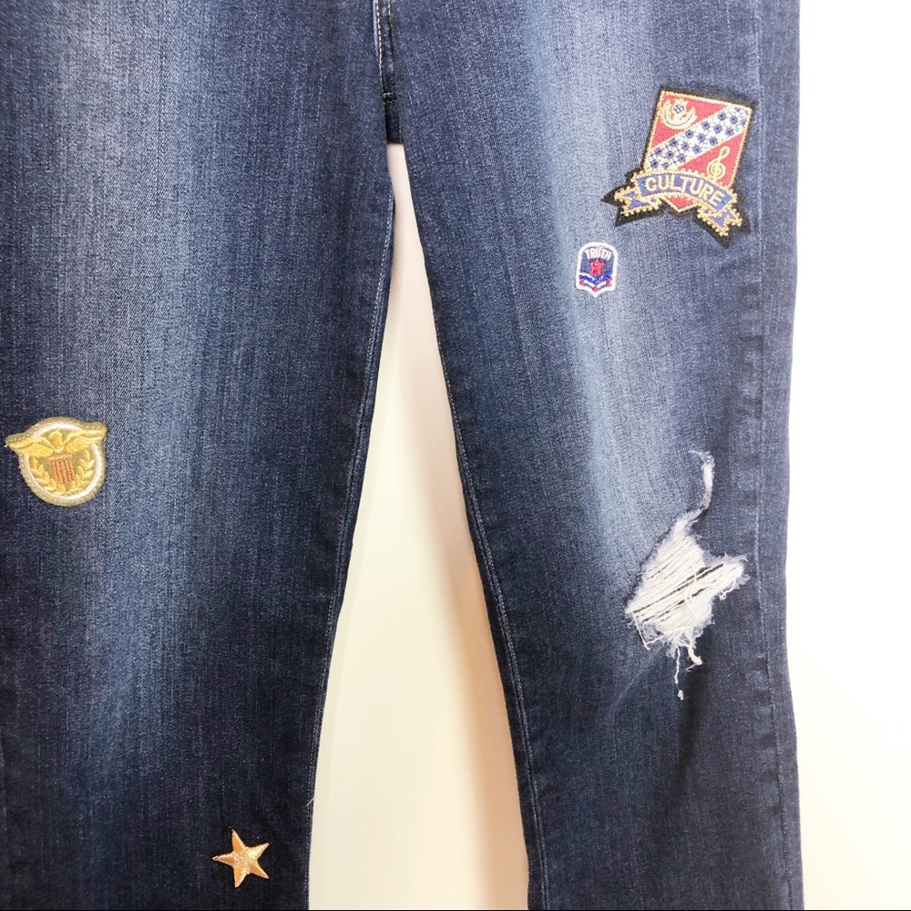 Paige Cropped Patchwork Jeans SZ 27 - Picture 5 of 6
